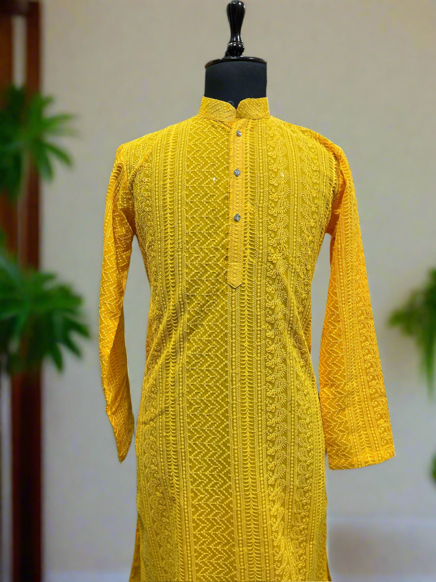 Traditional Yellow Kurta Set for Haldi Ceremonies and Weddings