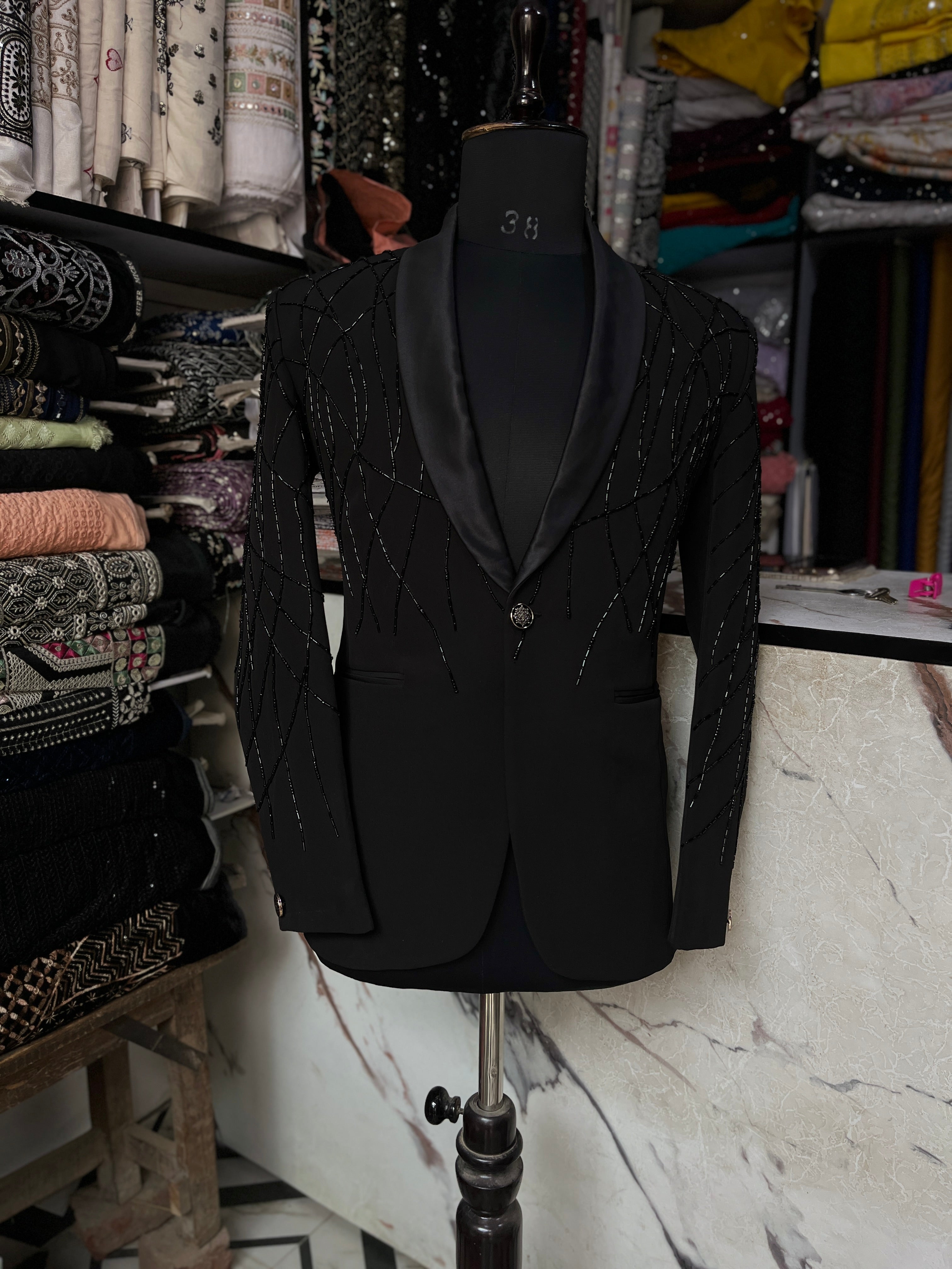 Men's Black Handcrafted Tuxedo Suit