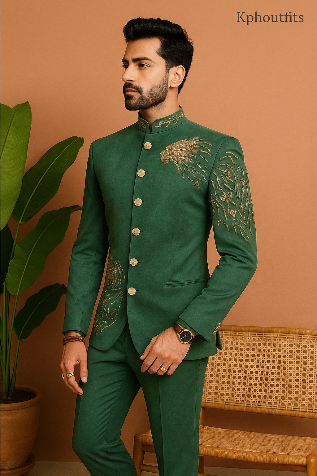Men's Exclusive Tiger Embellished Jodhpuri Set – Luxury Wedding Wear by KPH Outfits