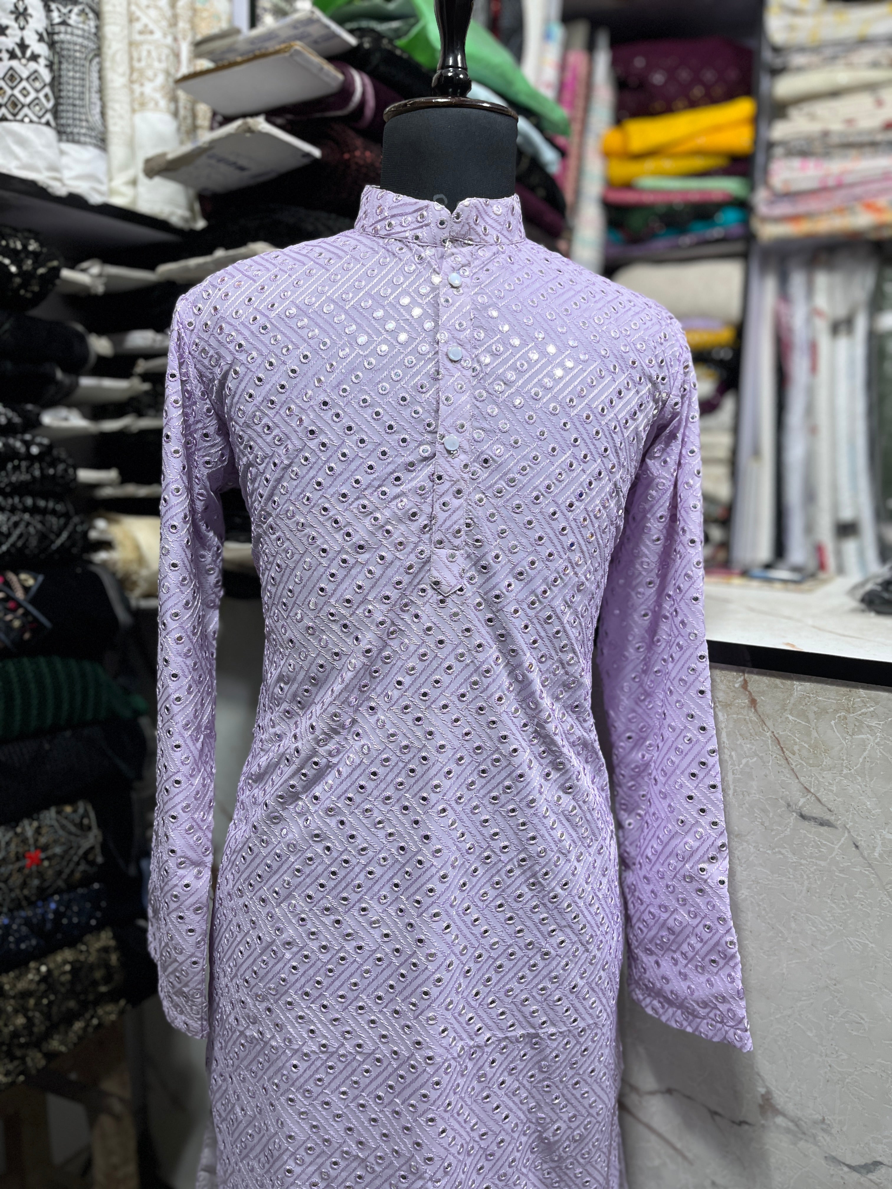 Men's Lavender Mirror Kurta Set