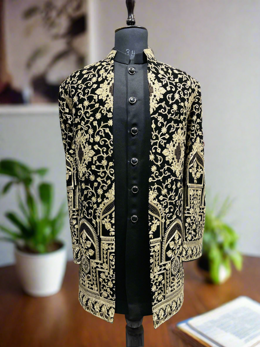 Men's Black Open Indo-Western Ensemble for Elegant Occasions – KPH Outfits