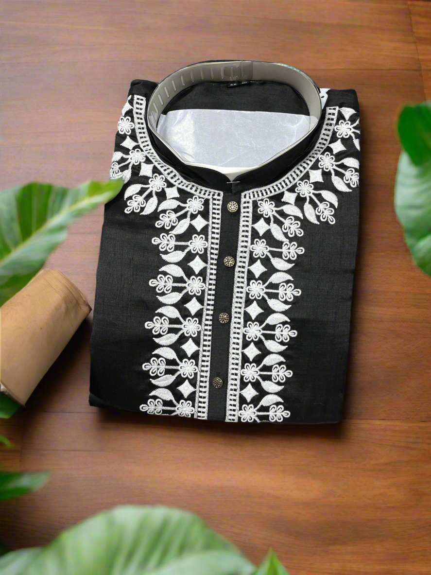 Full view of kurta and pajama ensemble for festive occasions.