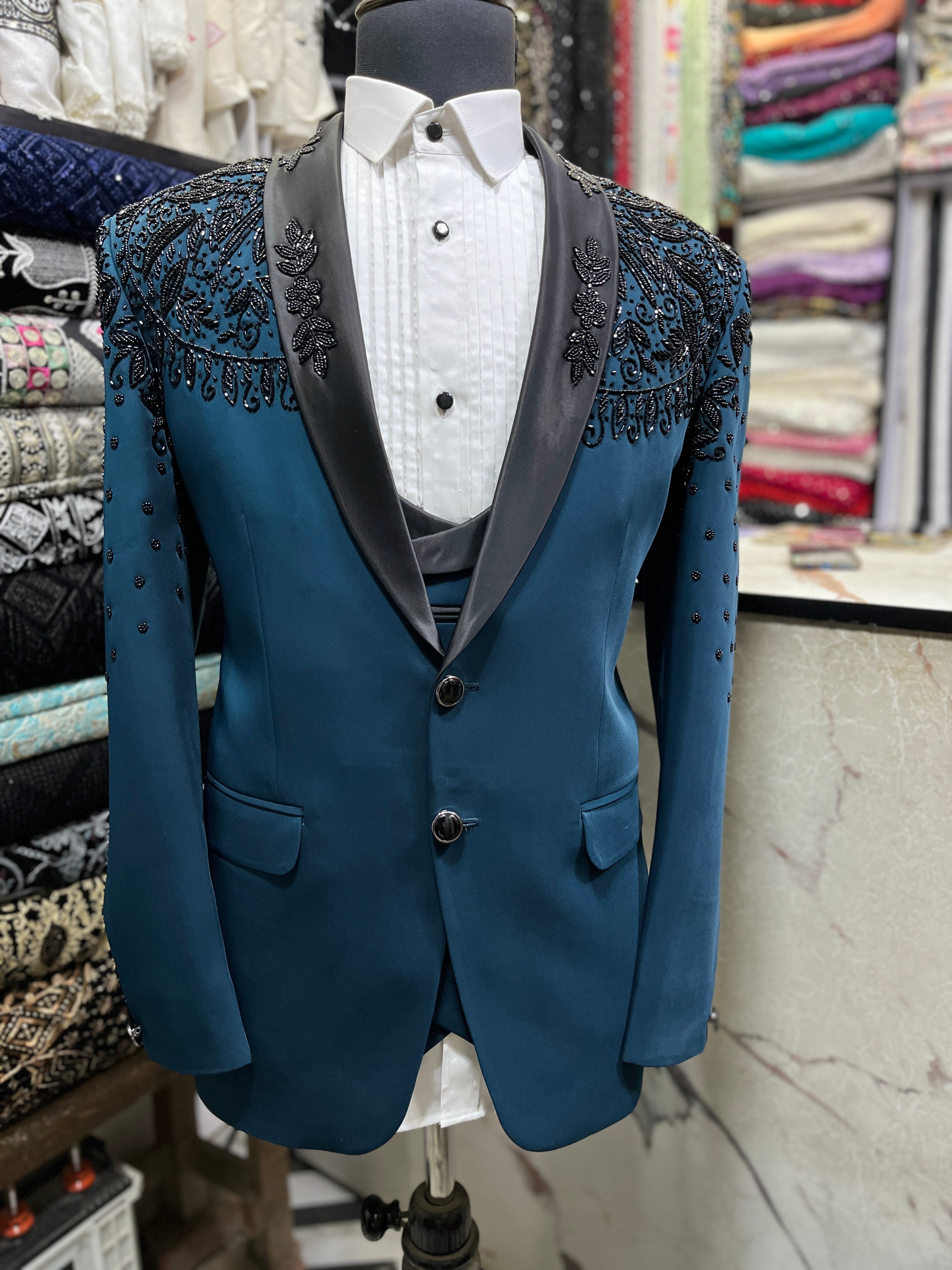 Men's Turkish Handcrafted Shawl Lapel Tuxedo Suit