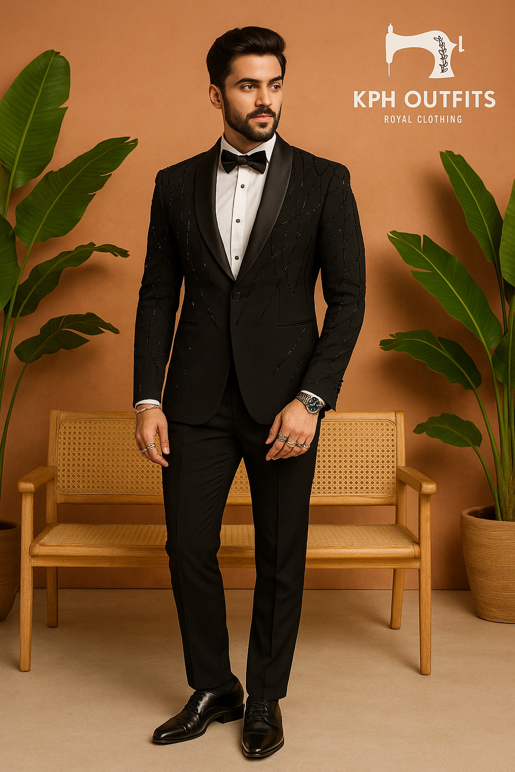 Men's Black Handcrafted Shawl Lapel Tuxedo Suit - Elegant Formal Wear by KPH Outfits