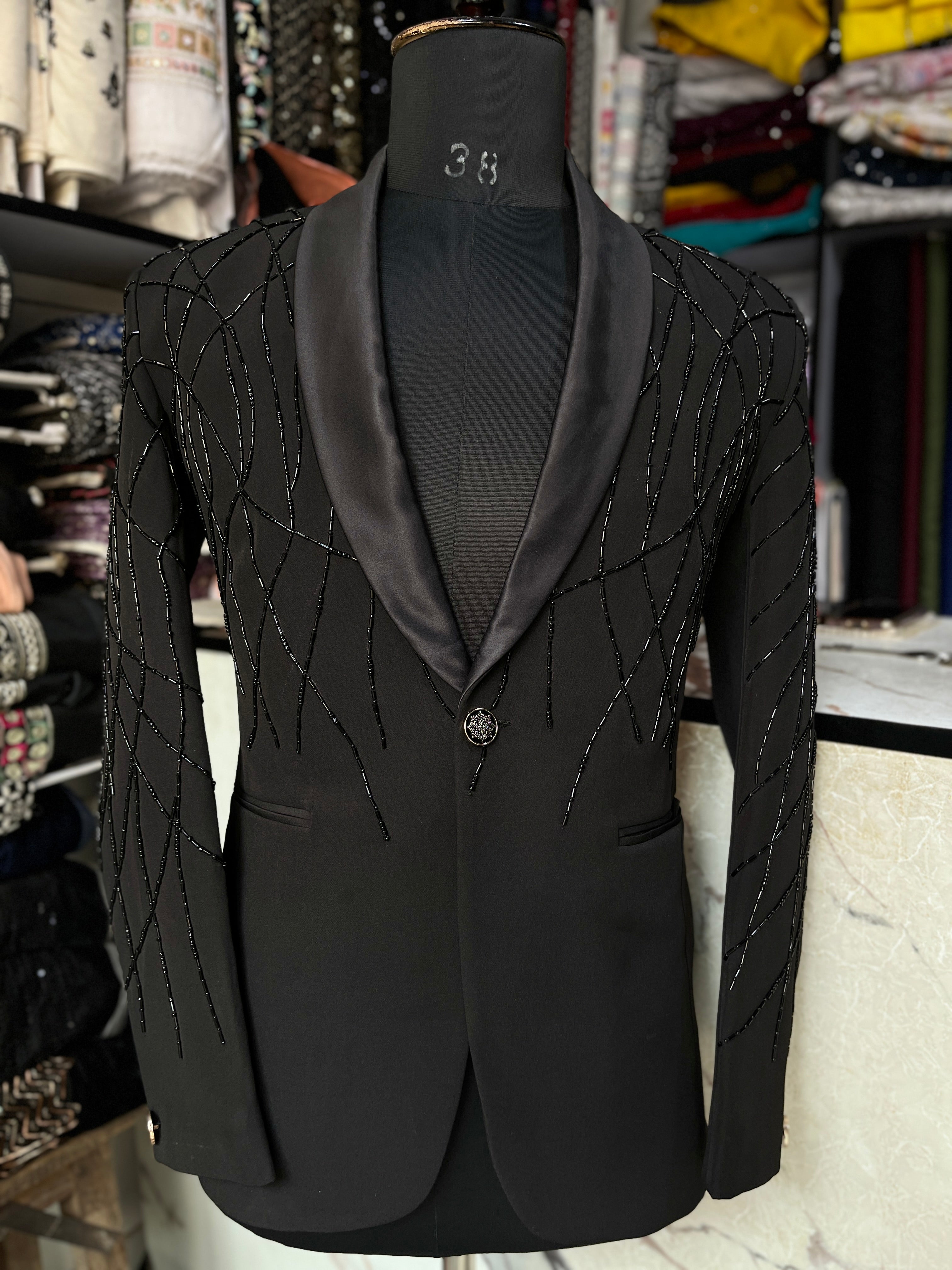 Men's Black Handcrafted Tuxedo Suit