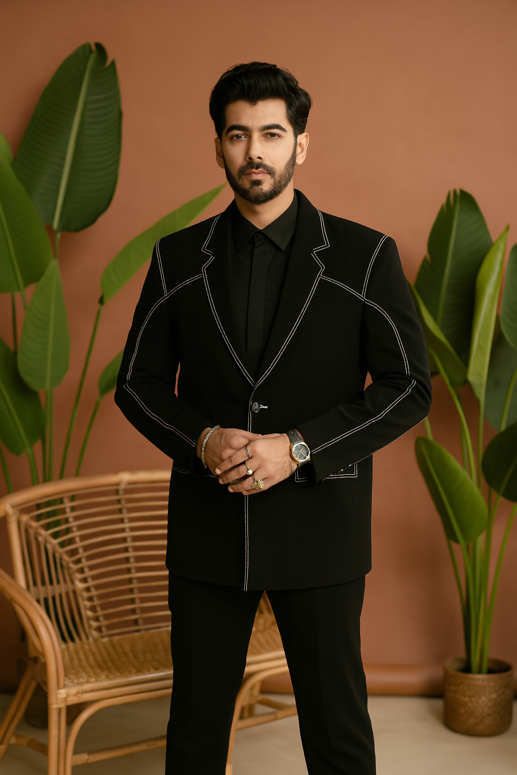 Black double peak lapel tuxedo suit for men – KPH Outfits