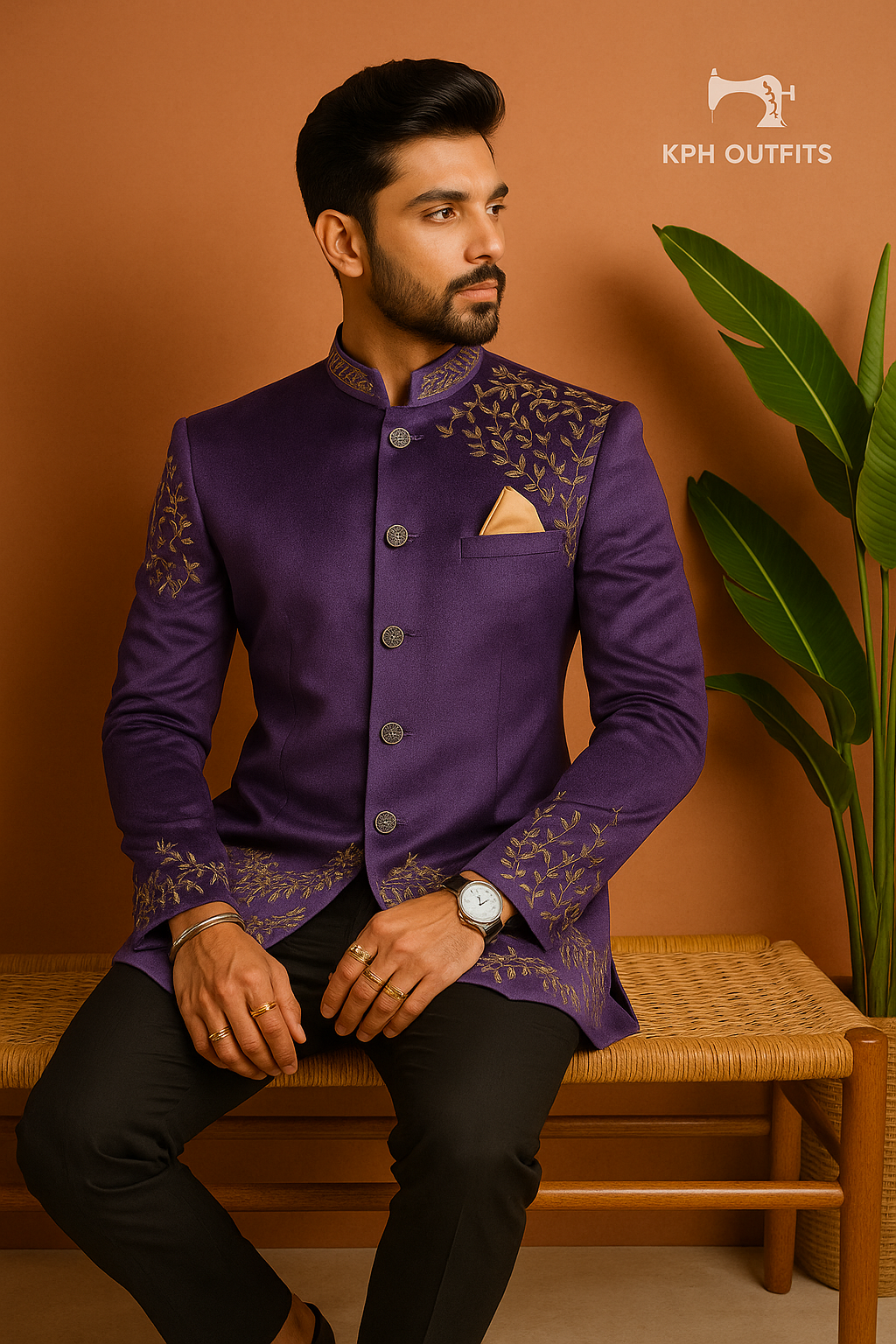 Men's Exclusive Purple Zardozi Work Jodhpuri Set – Luxury Wedding Wear by KPH Outfits