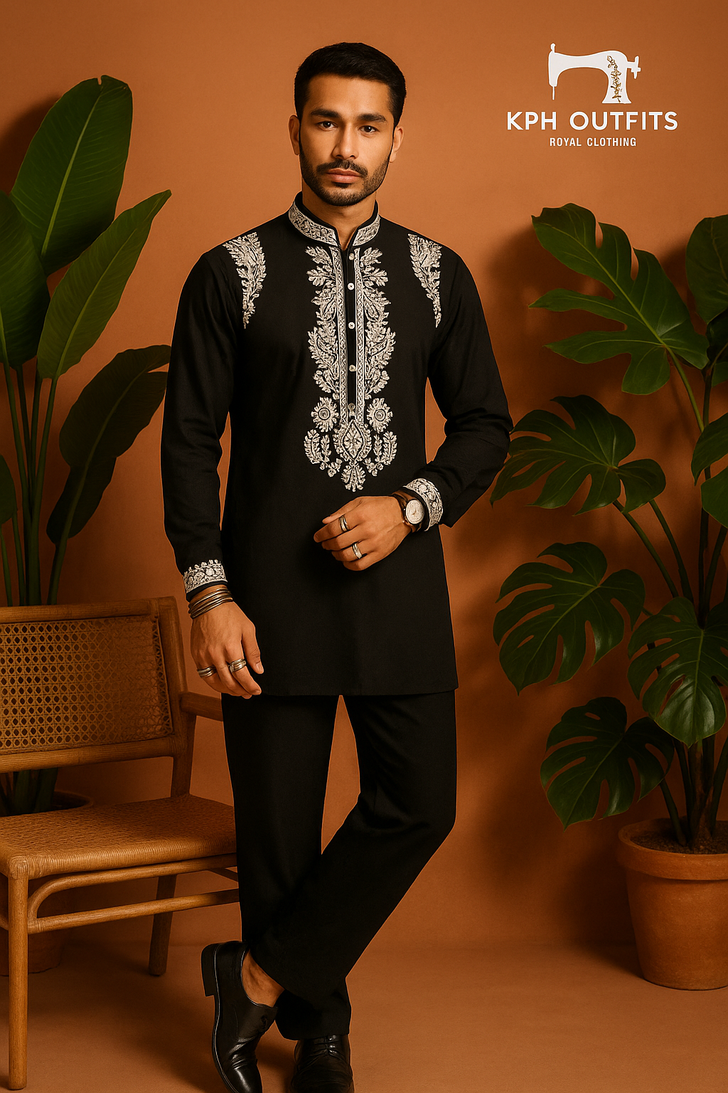 Men's Exclusive Real Mirror Embellished Kurta Set