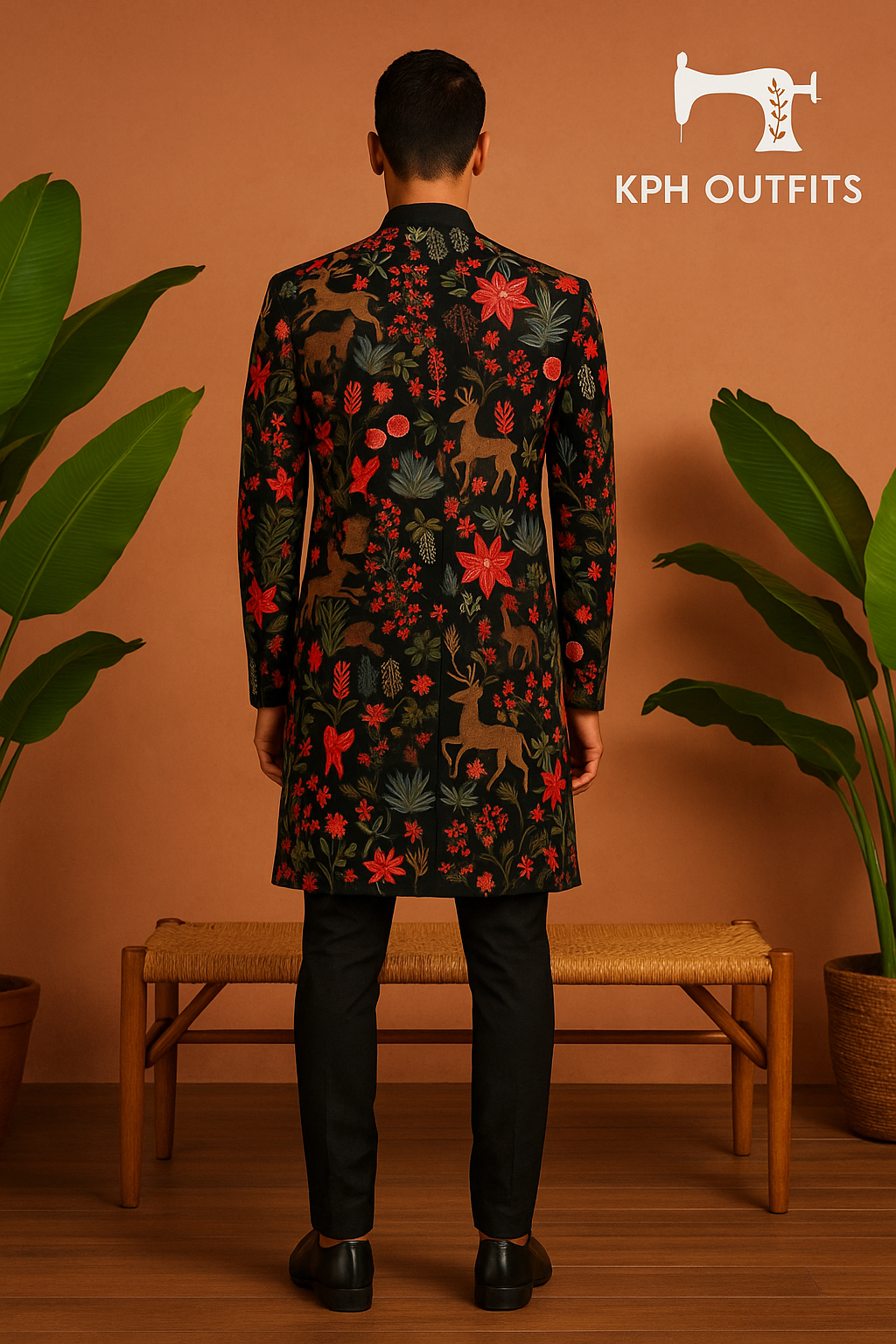 Exclusive Black Sherwani Set with Multi-Color Embroidery – KPH Outfits