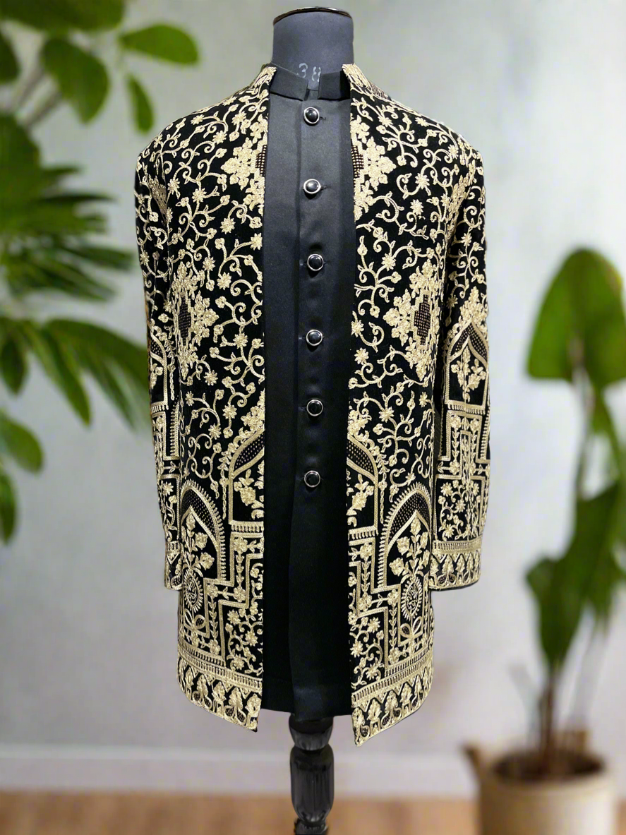 Men's Black Open Indo-Western Ensemble for Elegant Occasions – KPH Outfits