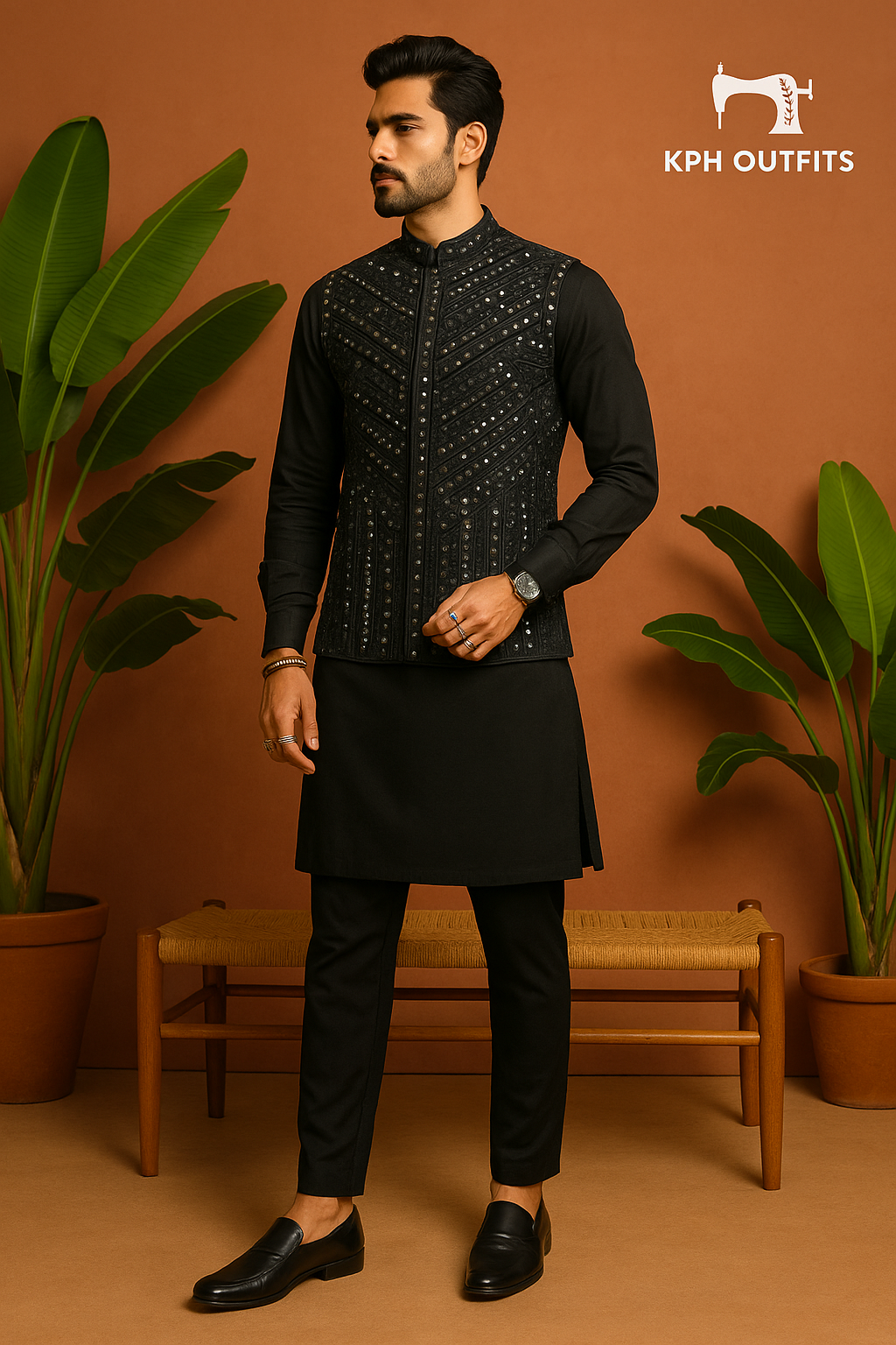 Bharat Reshma Inspired Stylish Real Mirror Nehru Jacket Set - KPH Outfits