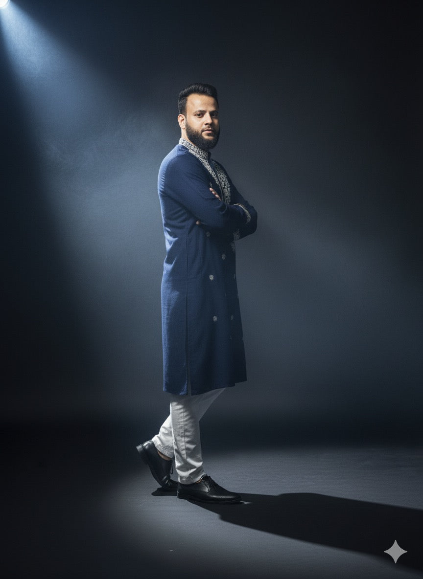 Stylish embroidered kurta pajama for traditional and formal events.