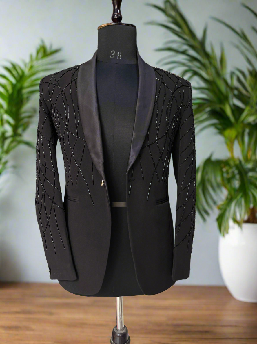 Men's Black Handcrafted Shawl Lapel Tuxedo Suit - Elegant Formal Wear by KPH Outfits
