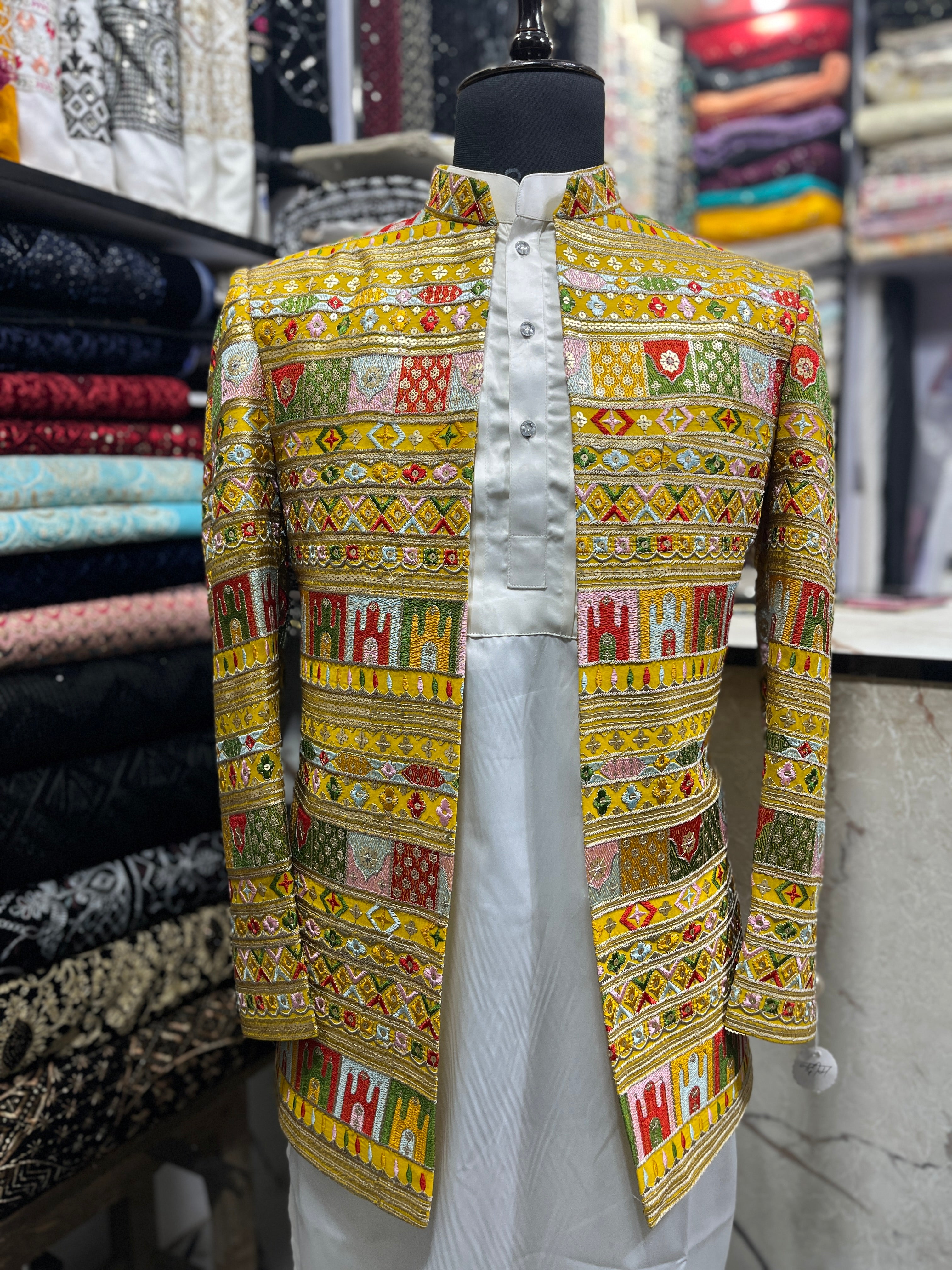 Men's Yellow Open  Jodhpuri For Haldi Ceremony