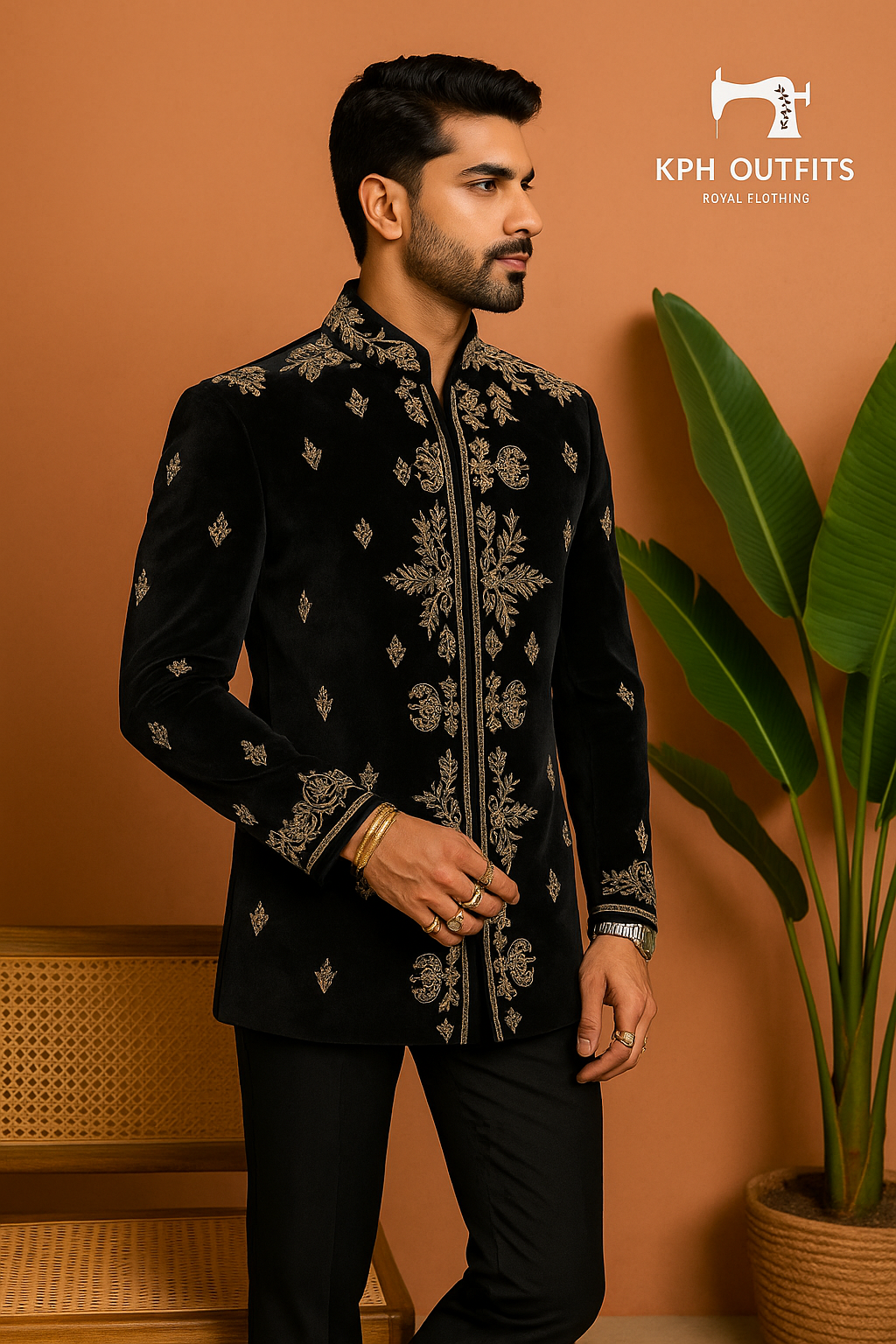 Men's Exclusive Velvet Handcrafted Bandhgala Jodhpuri Set – Luxurious Designer Wear by KPH Outfits