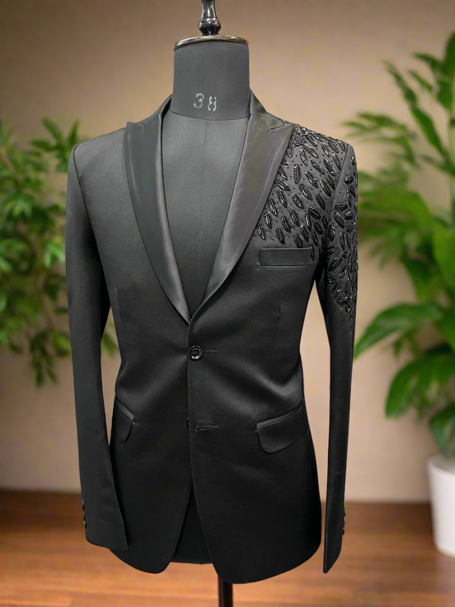 Black tie tuxedo with premium handcrafted embellishments