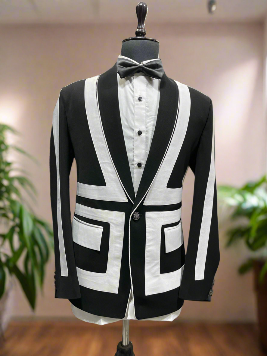 Tailored designer tuxedo with sleek stripe detailing