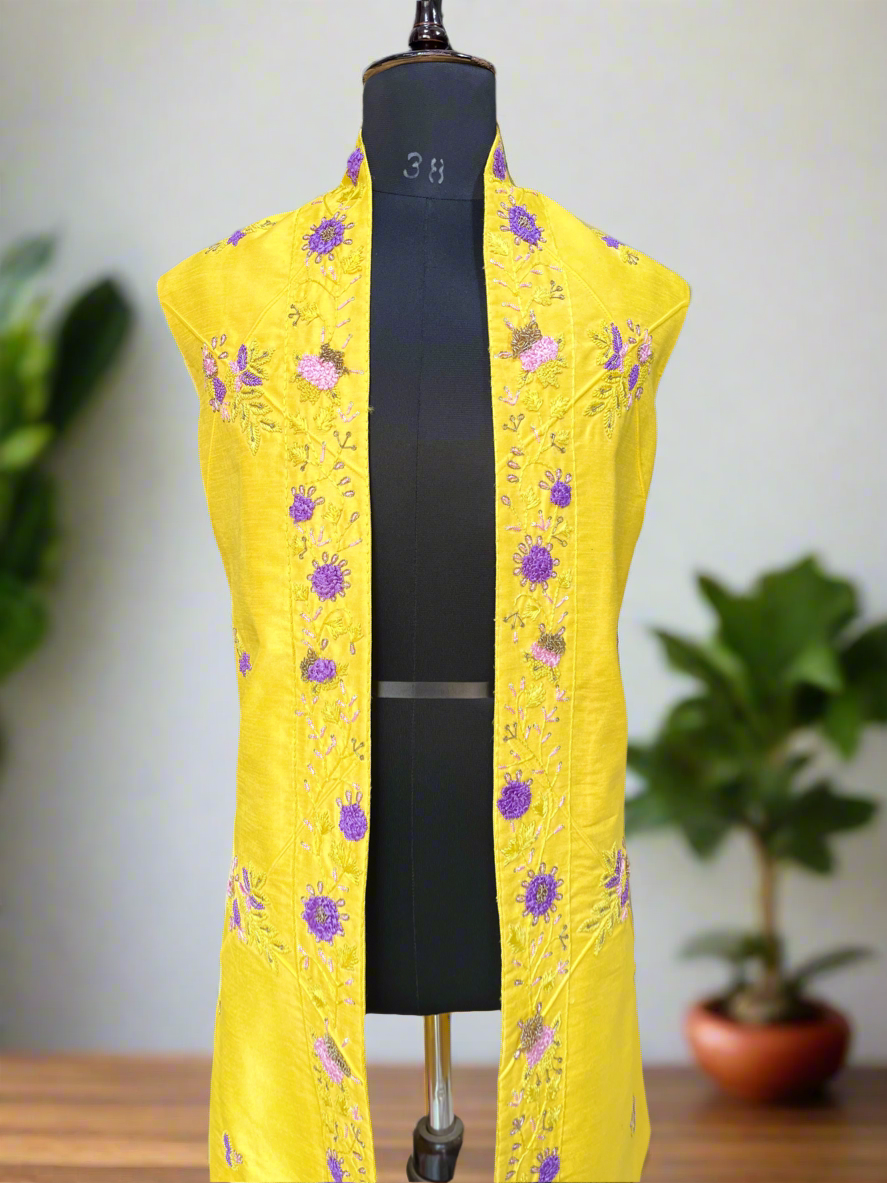 Haldi Special Handcrafted Zardozi Work Long Jacket - KPH Outfits