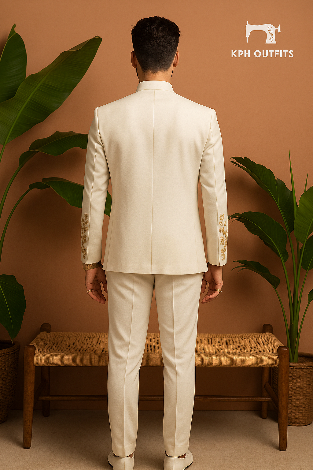 Wedding Special Ivory Zardosi Work Bandhgala Suit – Elegance by KPH Outfits