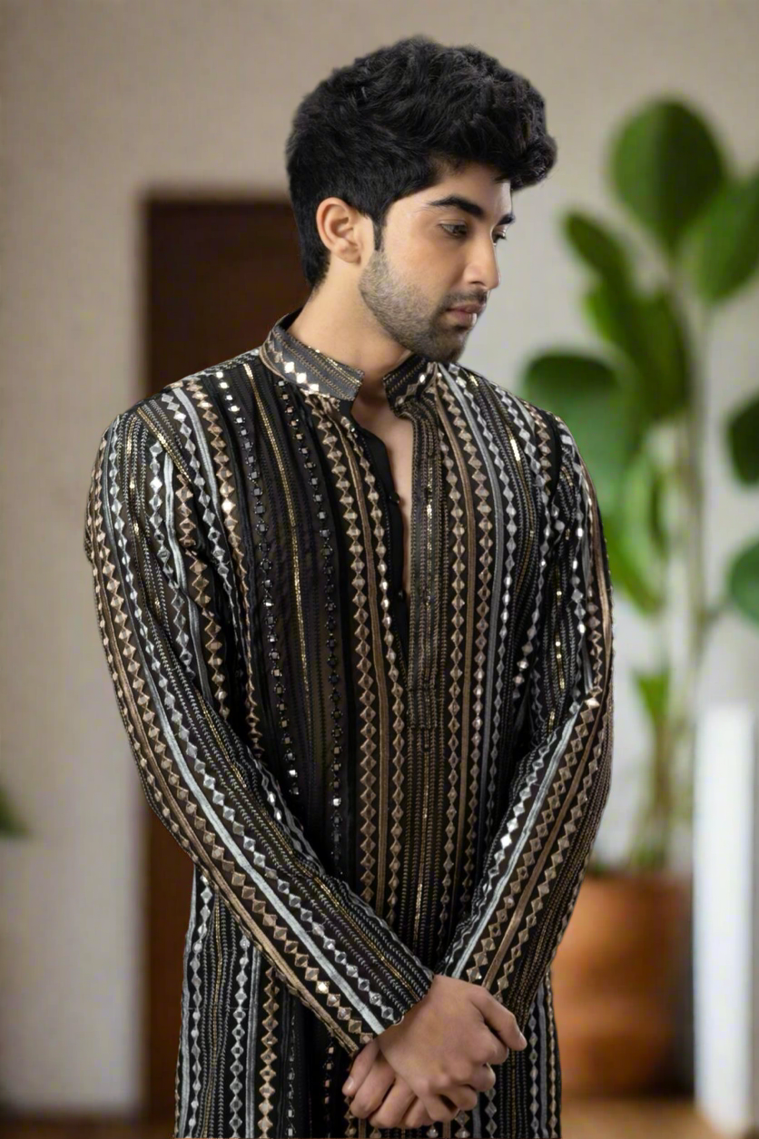 Sophisticated black kurta set by KPH Outfits.  