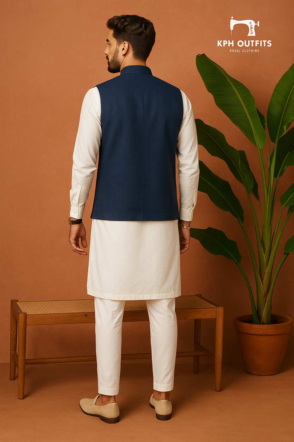 Men's Navy Blue Exclusive Sangeet-Special Waistcoat - Stylish Elegance by KPH Outfits