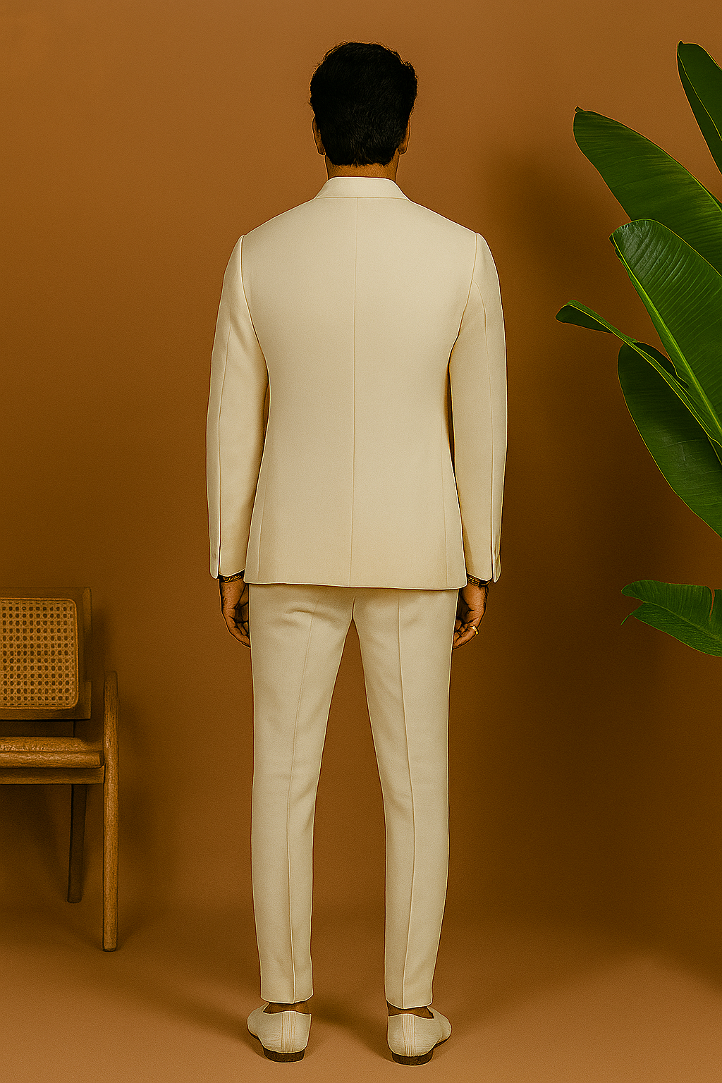Groom’s white tuxedo suit with artisanal detailing – KPH Outfits