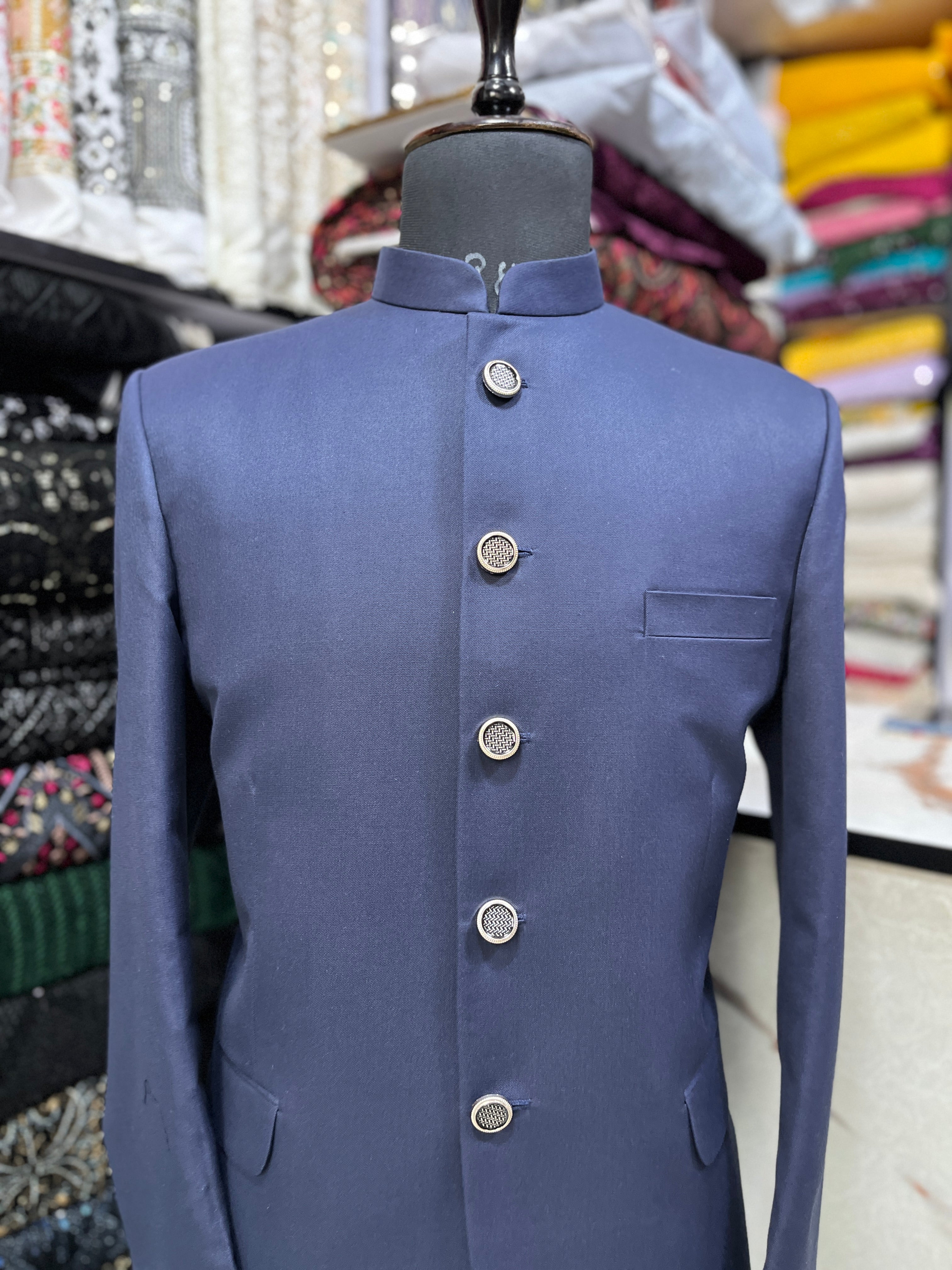 Men's Navy Blue Classic Bandhgala Suit