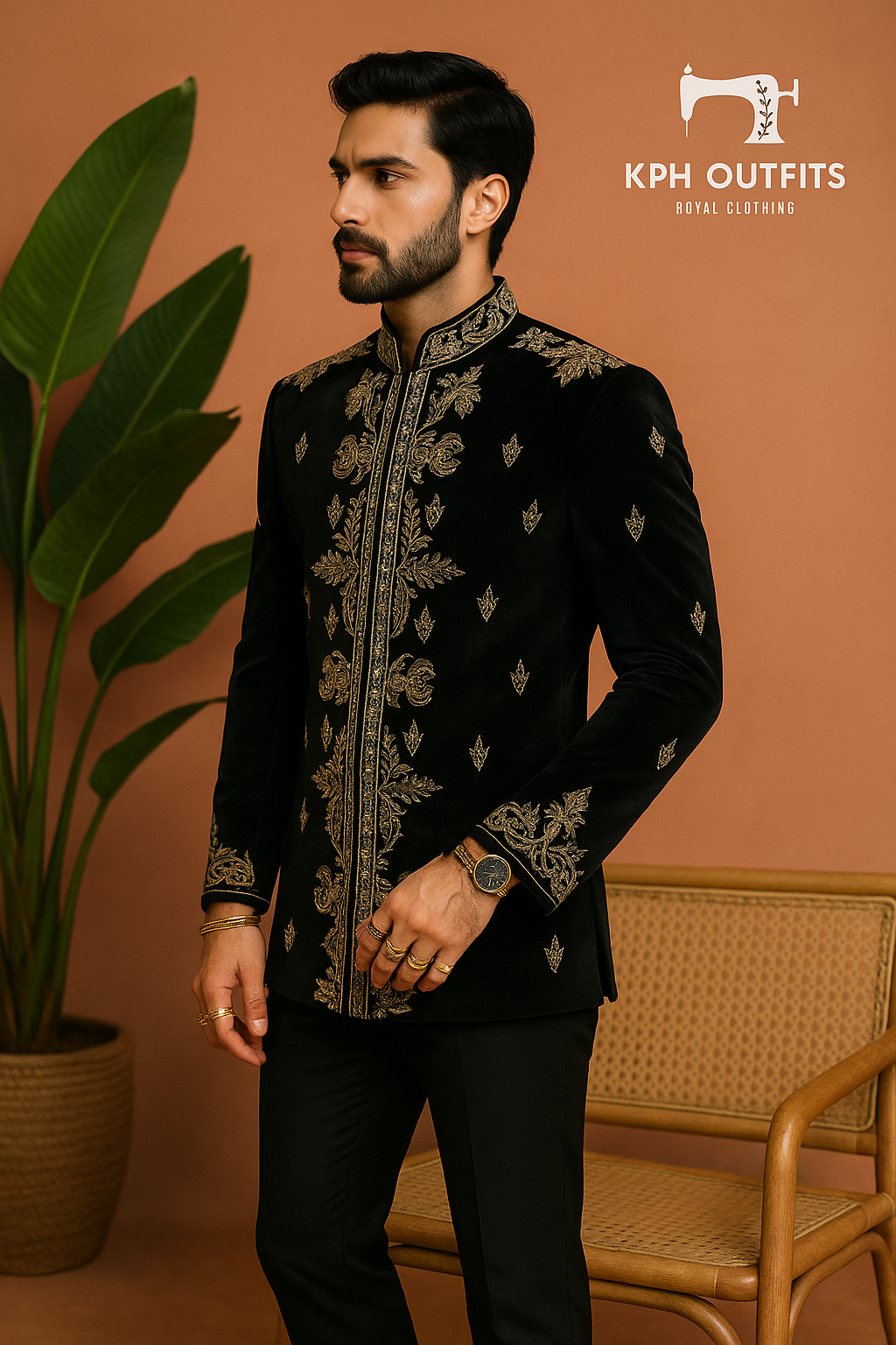 Men's Exclusive Velvet Handcrafted Bandhgala Jodhpuri Set – Luxurious Designer Wear by KPH Outfits