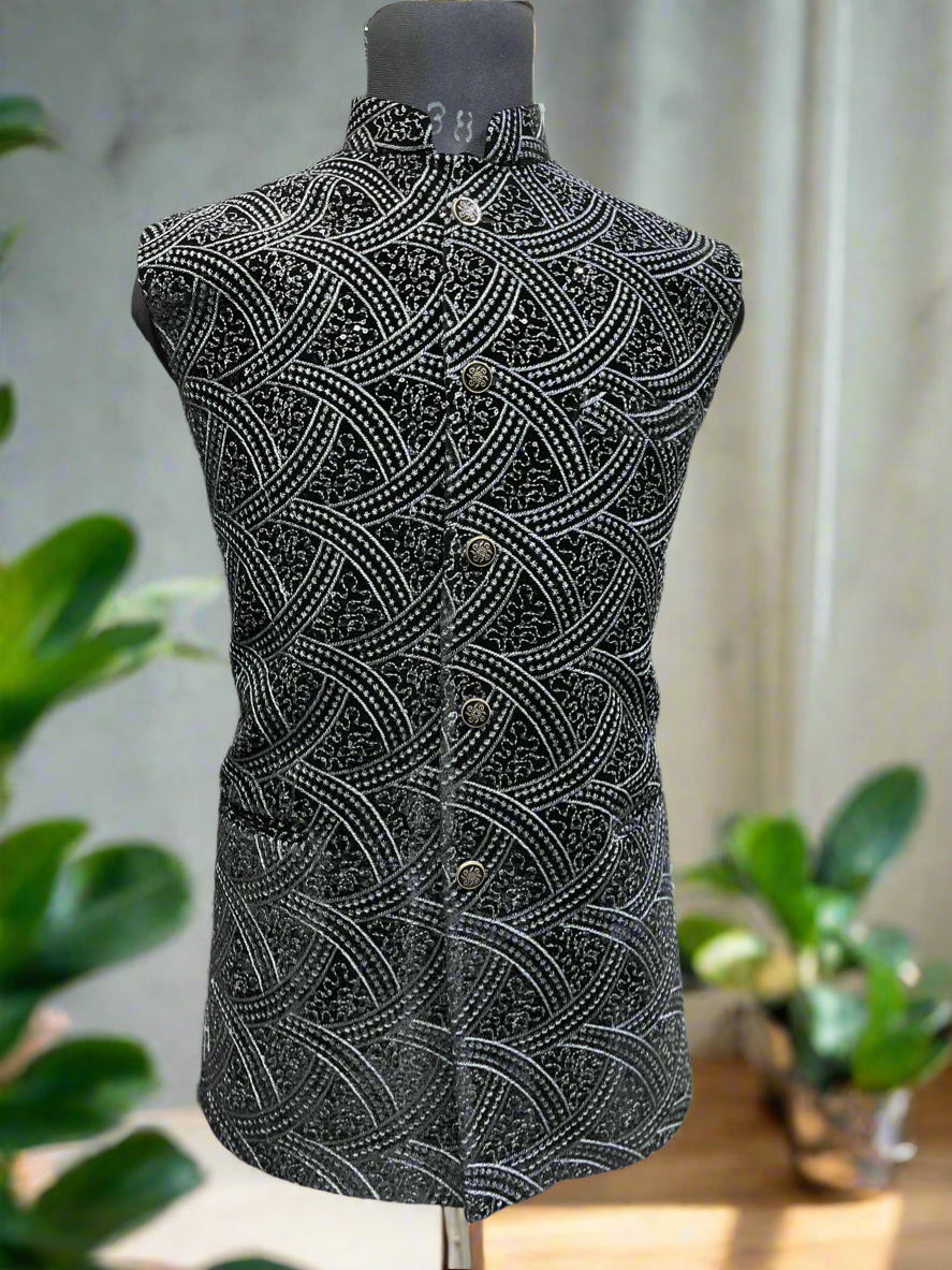 Men's Black Bandhgala Waistcoat - Classic Elegance by KPH Outfits"