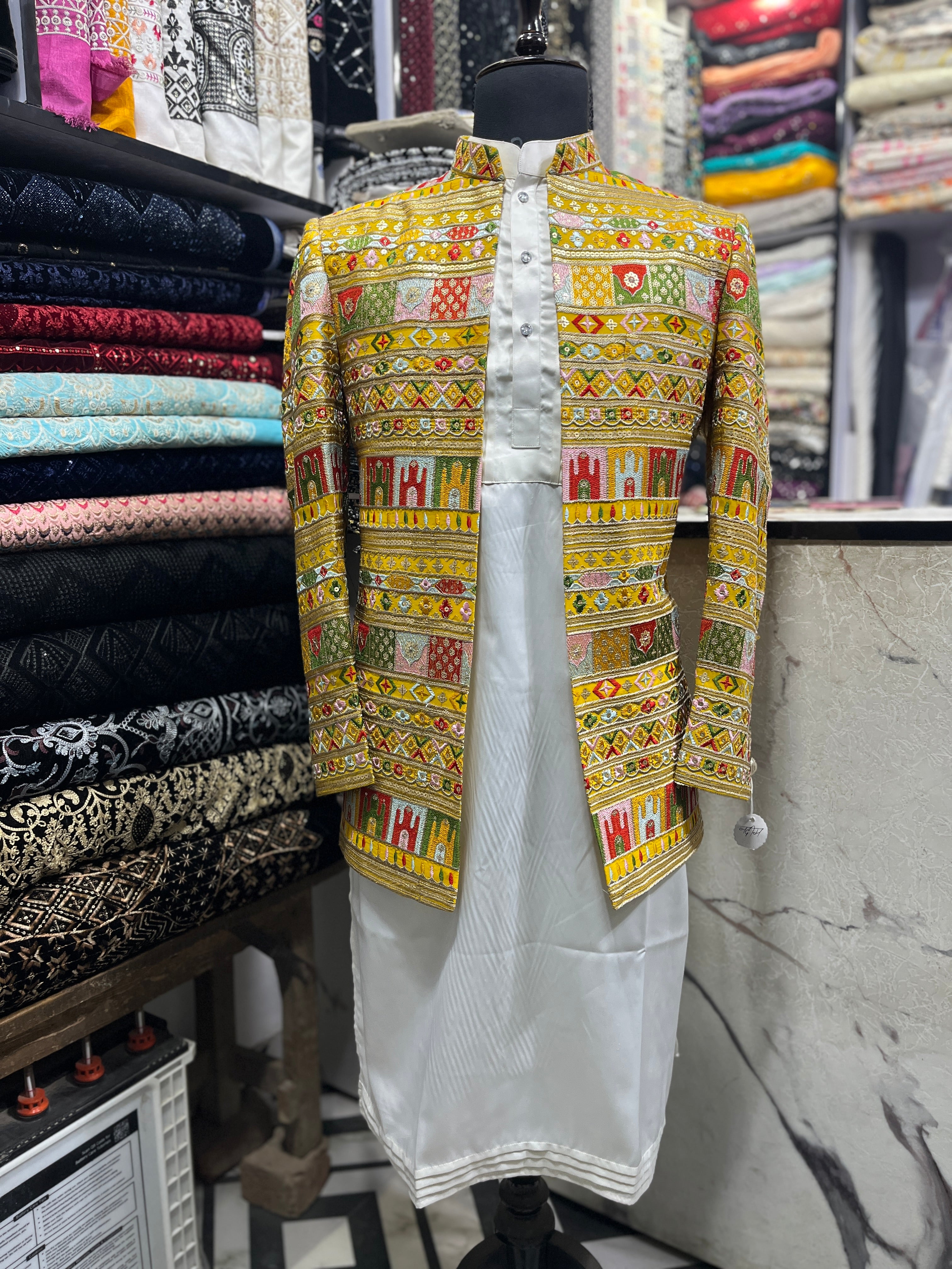 Men's Yellow Open  Jodhpuri For Haldi Ceremony