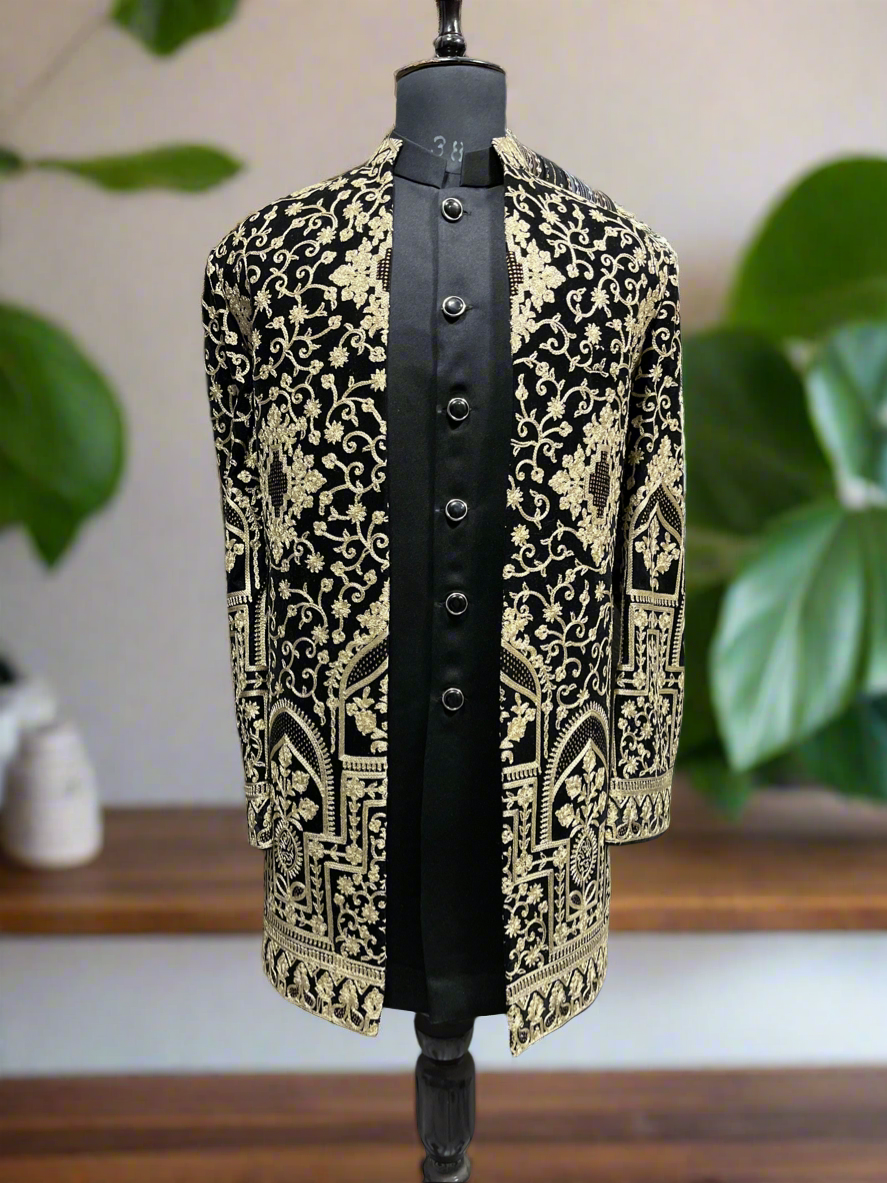 Men's Black Open Indo-Western Ensemble for Elegant Occasions – KPH Outfits