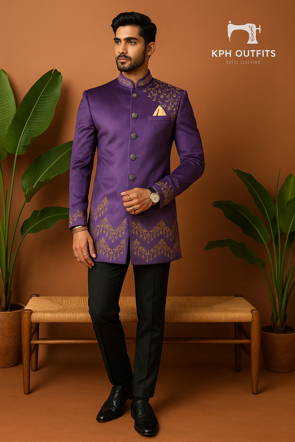 Men's Exclusive Purple Zardozi Work Jodhpuri Set – Luxury Wedding Wear by KPH Outfits