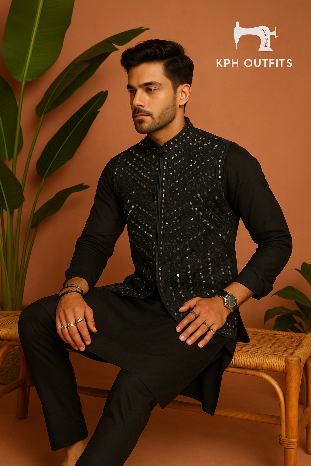 Bharat Reshma Inspired Stylish Real Mirror Nehru Jacket Set - KPH Outfits