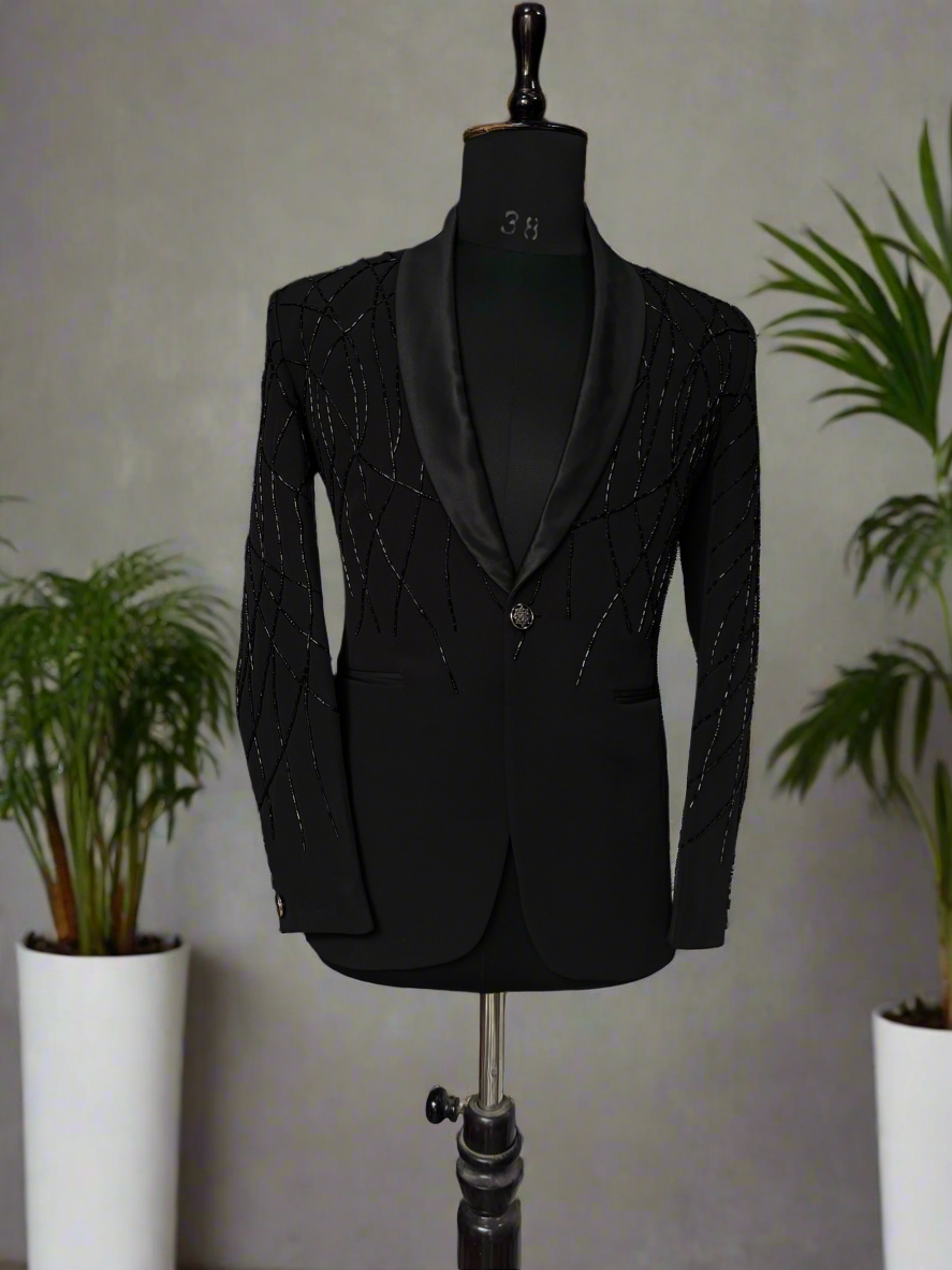 Men's Black Handcrafted Shawl Lapel Tuxedo Suit - Elegant Formal Wear by KPH Outfits