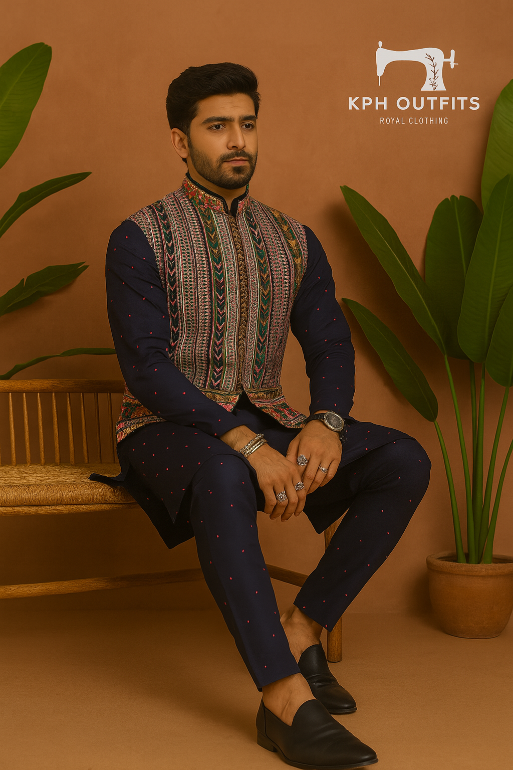 Sangeet Night Special Multi Colour Embellished Waistcoat Set - KPH Outfits