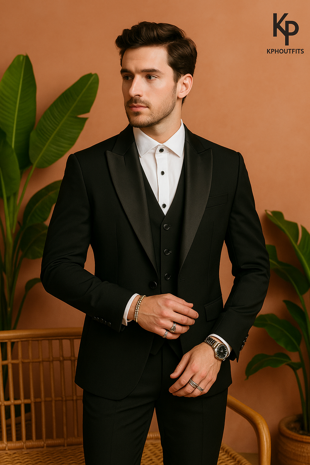 Men's Black Peak Lapel Classic Tuxedo Suit by Kph Outfits – Elegance Perfected