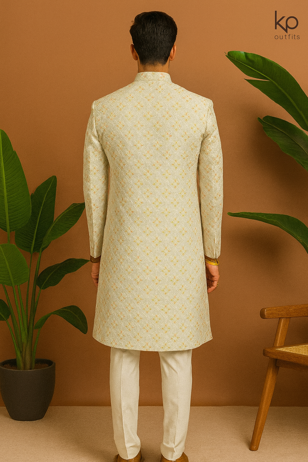 Off-White Multi-Color Thread Embellished Sherwani Set for Grooms – KPH Outfits