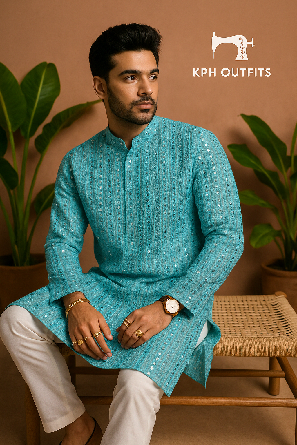 Men's Exclusive Designer Dyeable Mirror Kurta Set - KPH Outfits