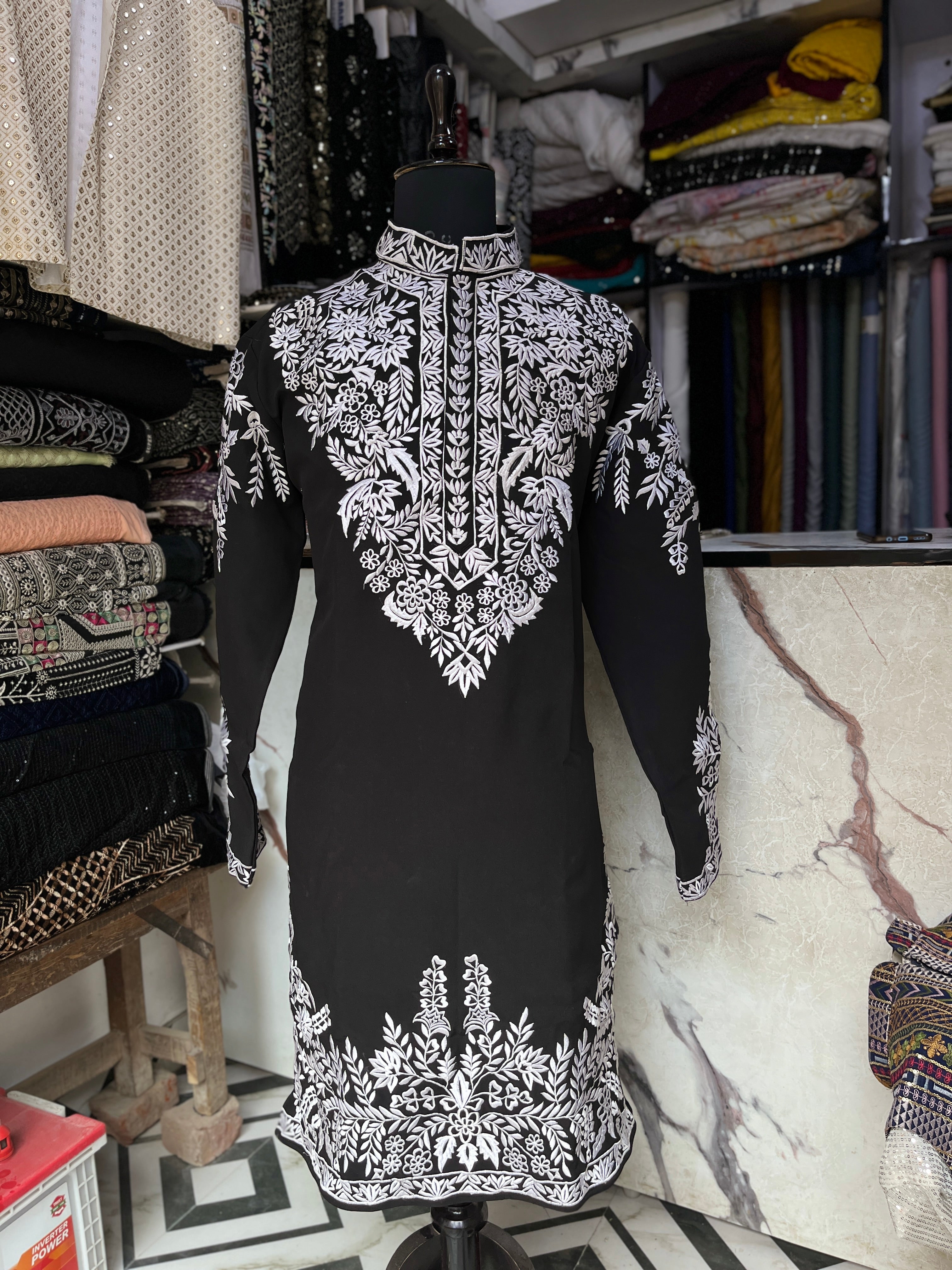 Celebrity Inspired Black Custom Made  Designer Kurta Set