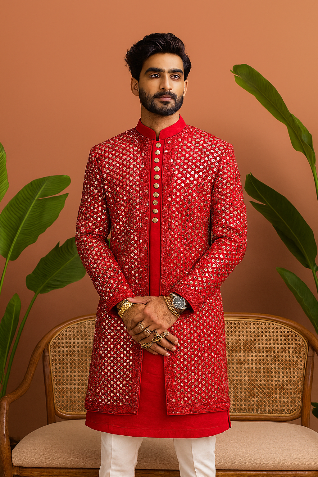Red Indo Western set with real handcrafted mirror embellishments – KPH Outfits
