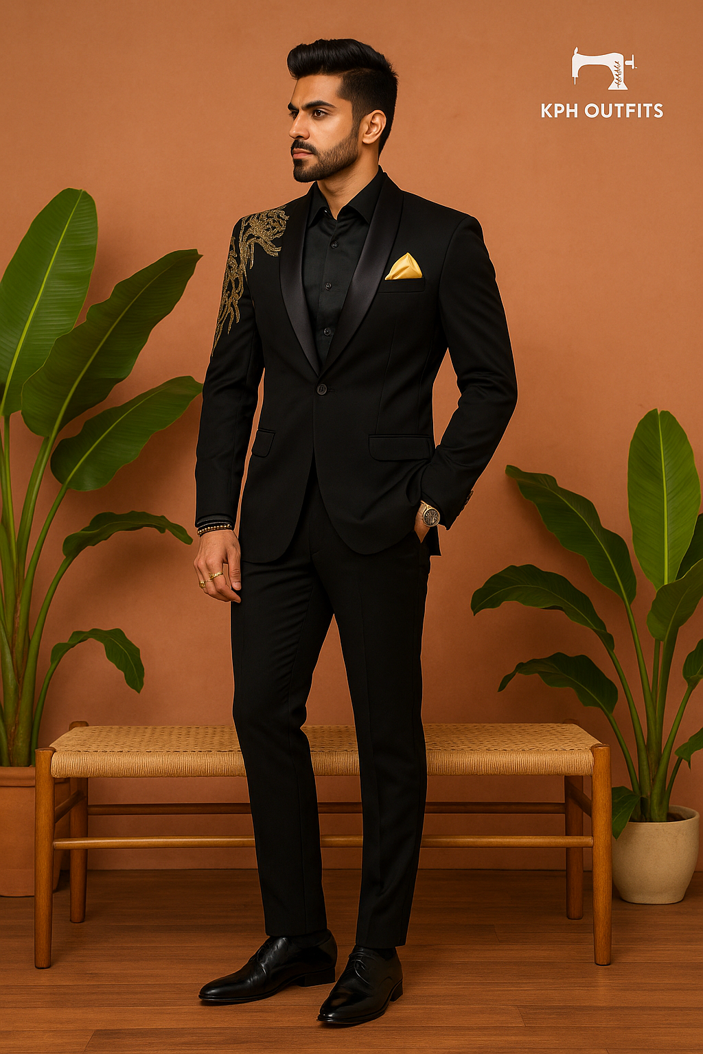 Men's Exclusive Tiger Embellished Designer Tuxedo Suit – Premium Formal Wear by KPH Outfits
