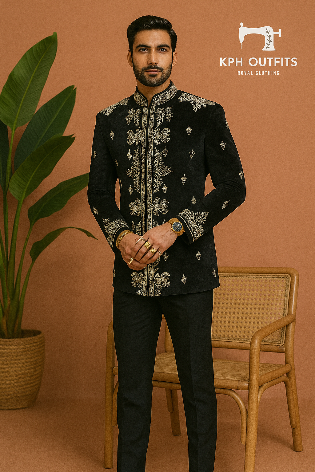 Men's Exclusive Velvet Handcrafted Bandhgala Jodhpuri Set – Luxurious Designer Wear by KPH Outfits