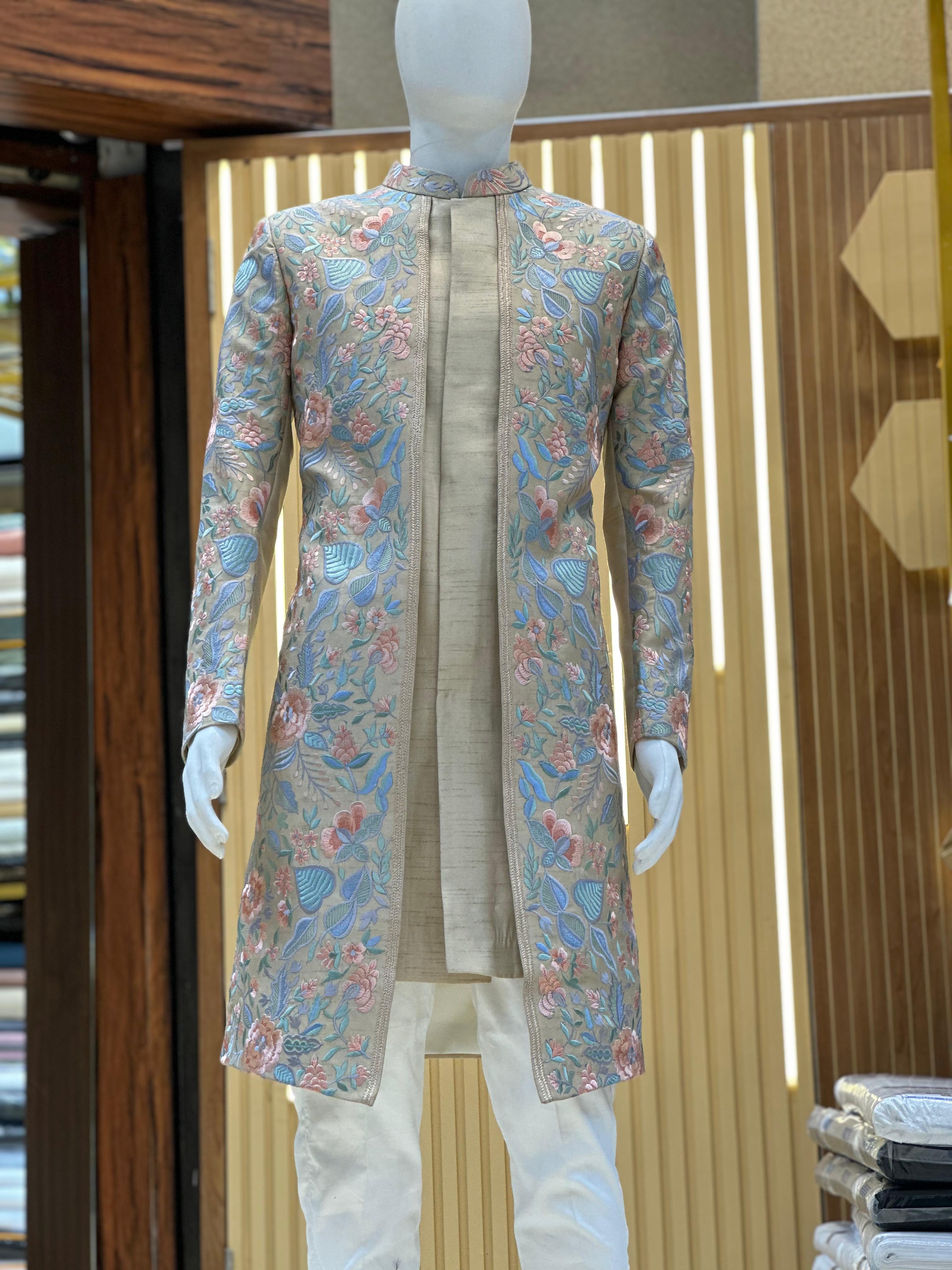 Men's Exclusive Multi Colour Thread Embroidery Indo-western Set