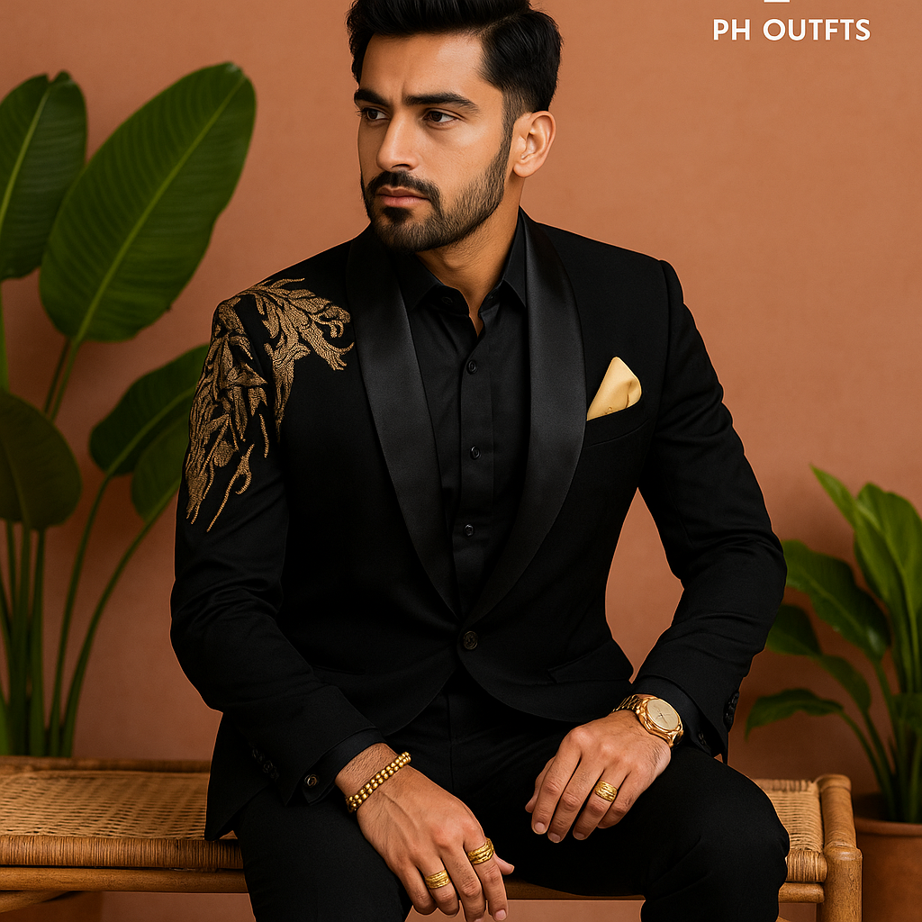 Men's Exclusive Tiger Embellished Designer Tuxedo Suit – Premium Formal Wear by KPH Outfits