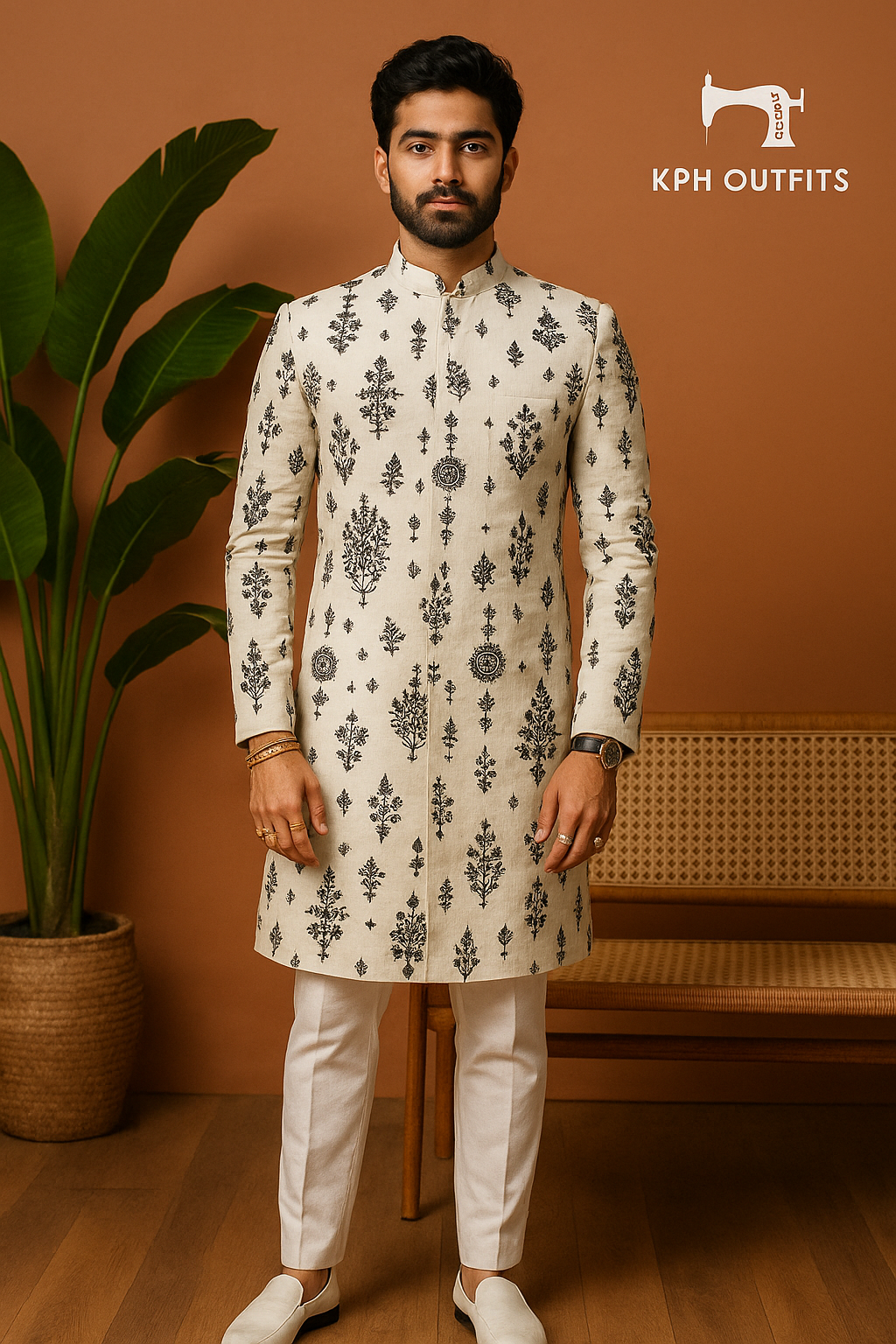 Men's Exclusive Wedding Special Ivory Embellished Sherwani Set - Royal Elegance by KPH Outfits