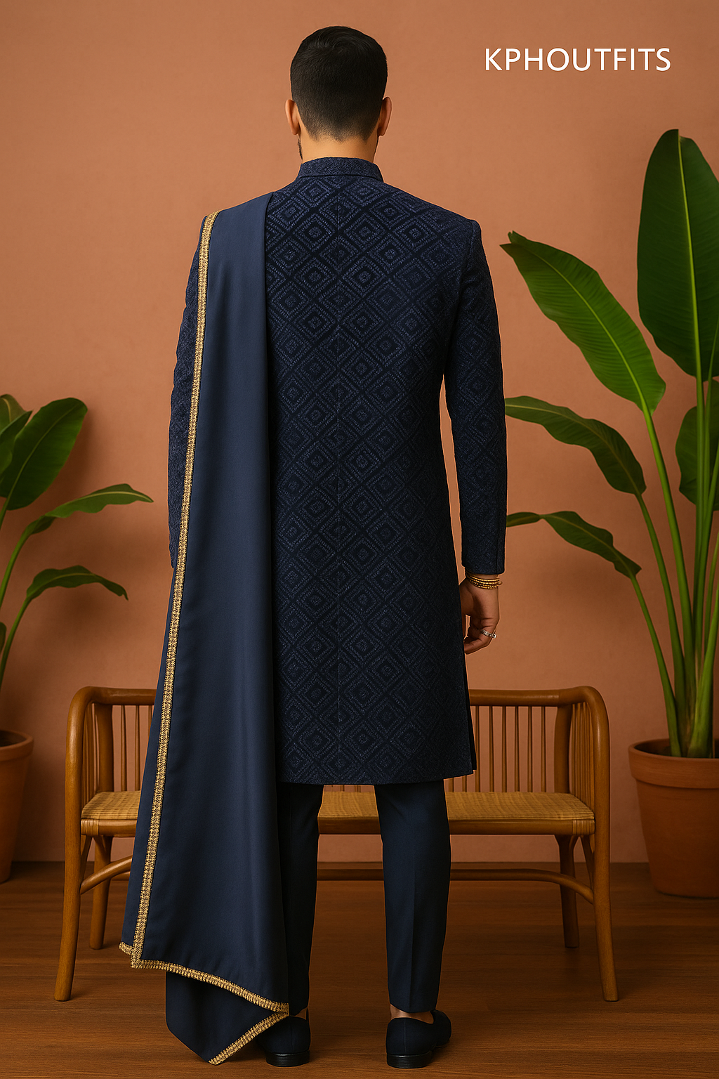 Men's Navy Blue Exclusive Indo-Western Set - Timeless Elegance by KPH Outfits