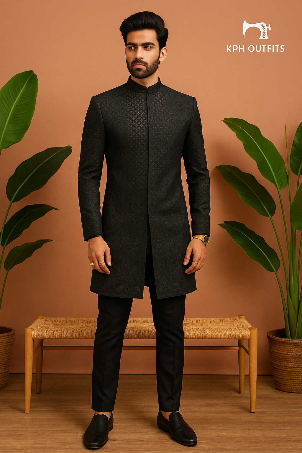 Ranveer Singh Inspired Black Indo-Western Designer Set for Men - KPH Outfits