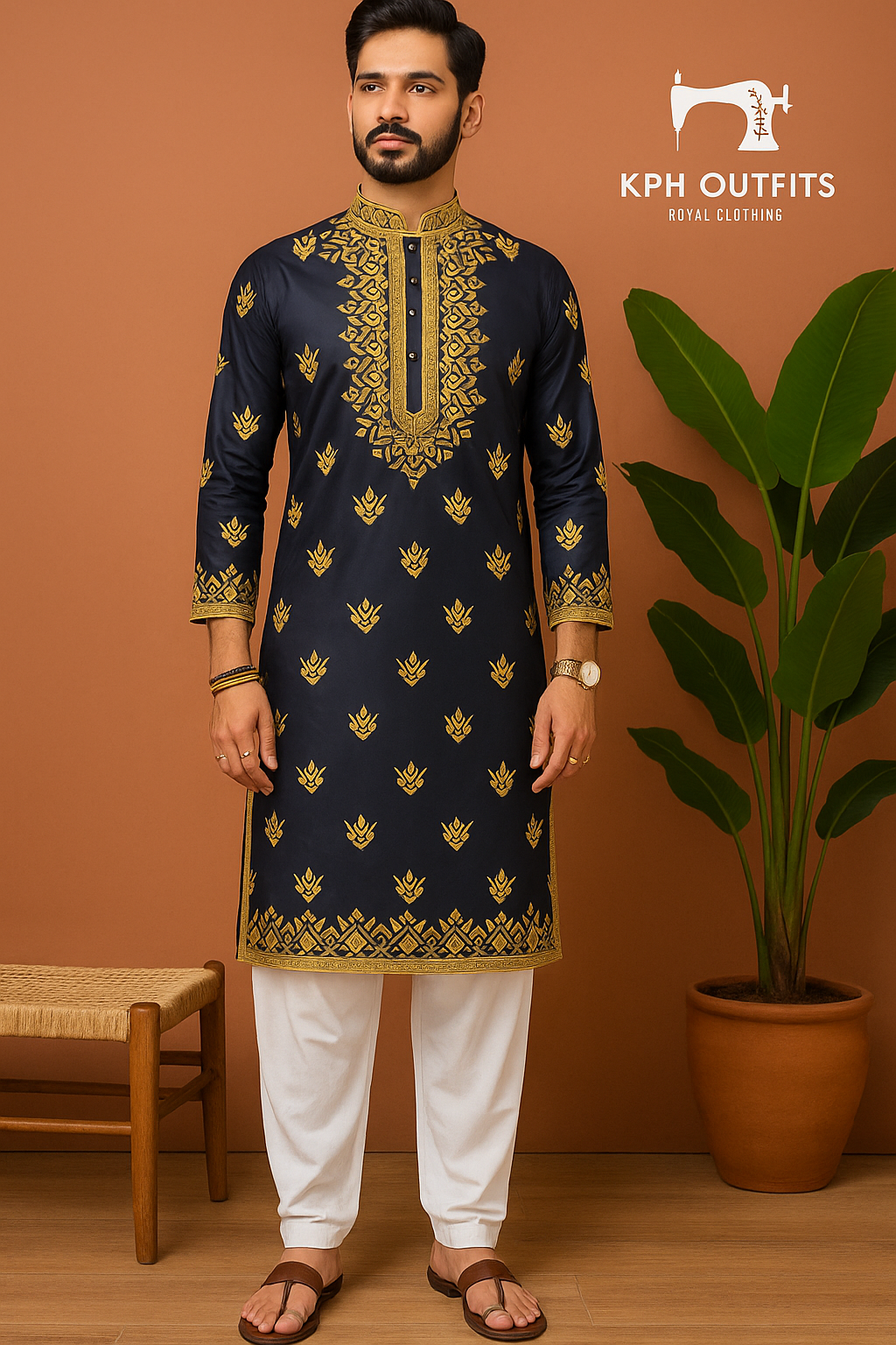Men's Exclusive Sangeet Special Leather Work Style Kurta Set - KPH Outfits