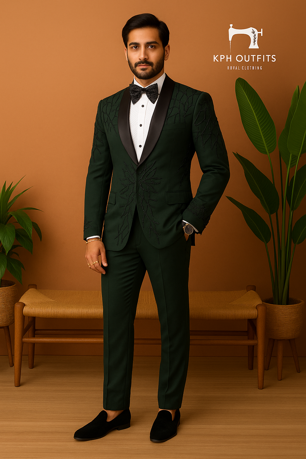 Men's Handcrafted Cut Dana Work Tuxedo Suit - Elegant Black Formal Wear by KPH Outfits
