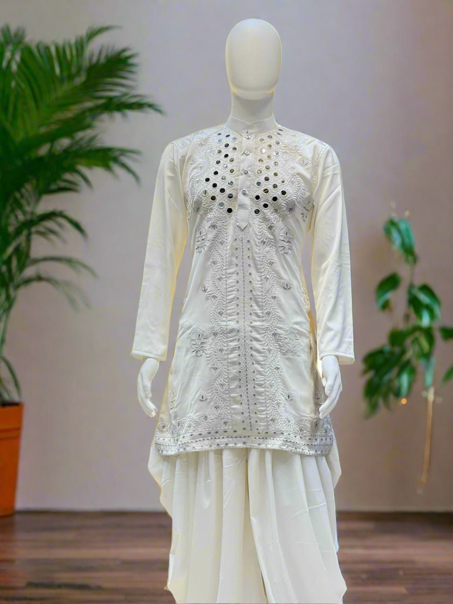 "Men's black kurta set with real mirror work - KPH Outfits"
